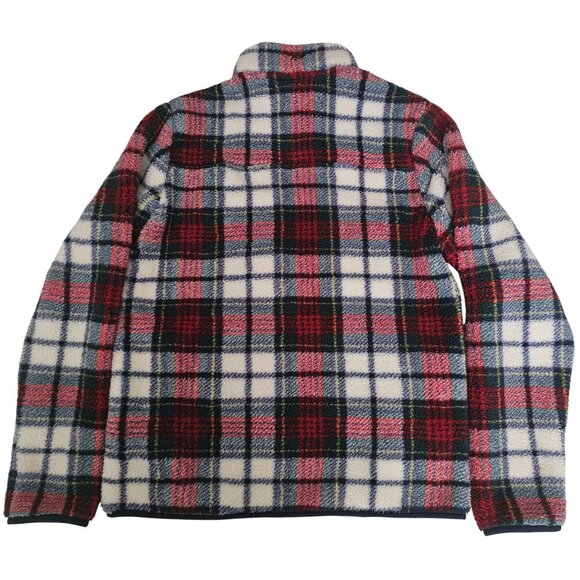 Vineyard Vines Red/Navy Blue Plaid Sherpa Fleece Half Zip Pullover Sweater XS - Picture 3 of 13